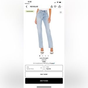 Agolde Lana straight jeans size 23